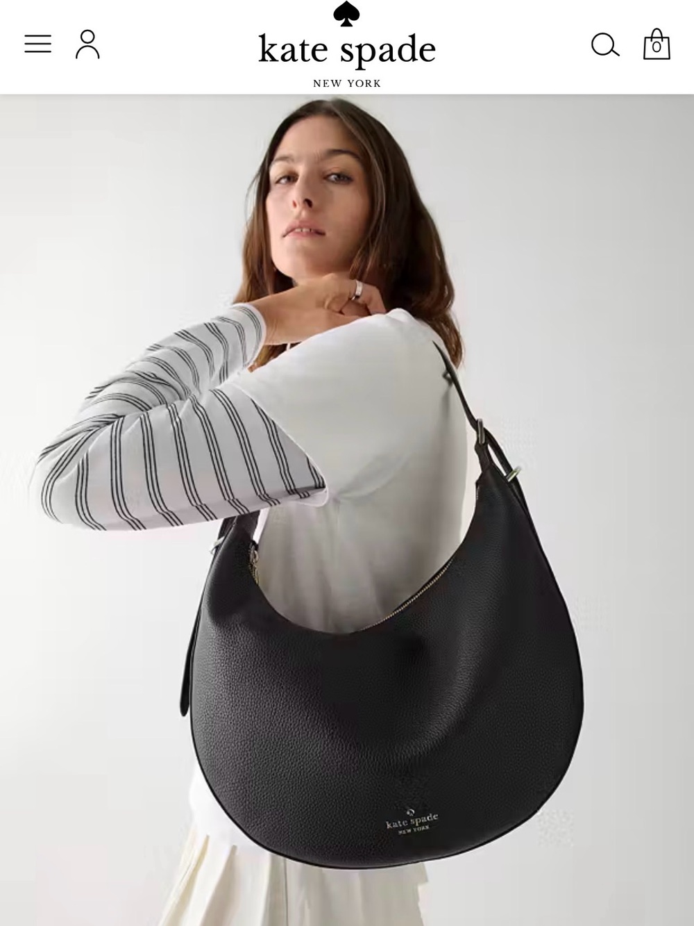 kate spade Black Pebbled Leather Crescent Hobo Bag Nova